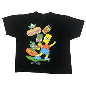 The Simpsons Bart Simpson Buzz Cola Krusty Burger Graphic T Shirt Black 4XL Men